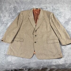 REPP Ltd Mens 54R Herringbone Wool Sport Coat Blazer Tan Brown 2-Button Jacket